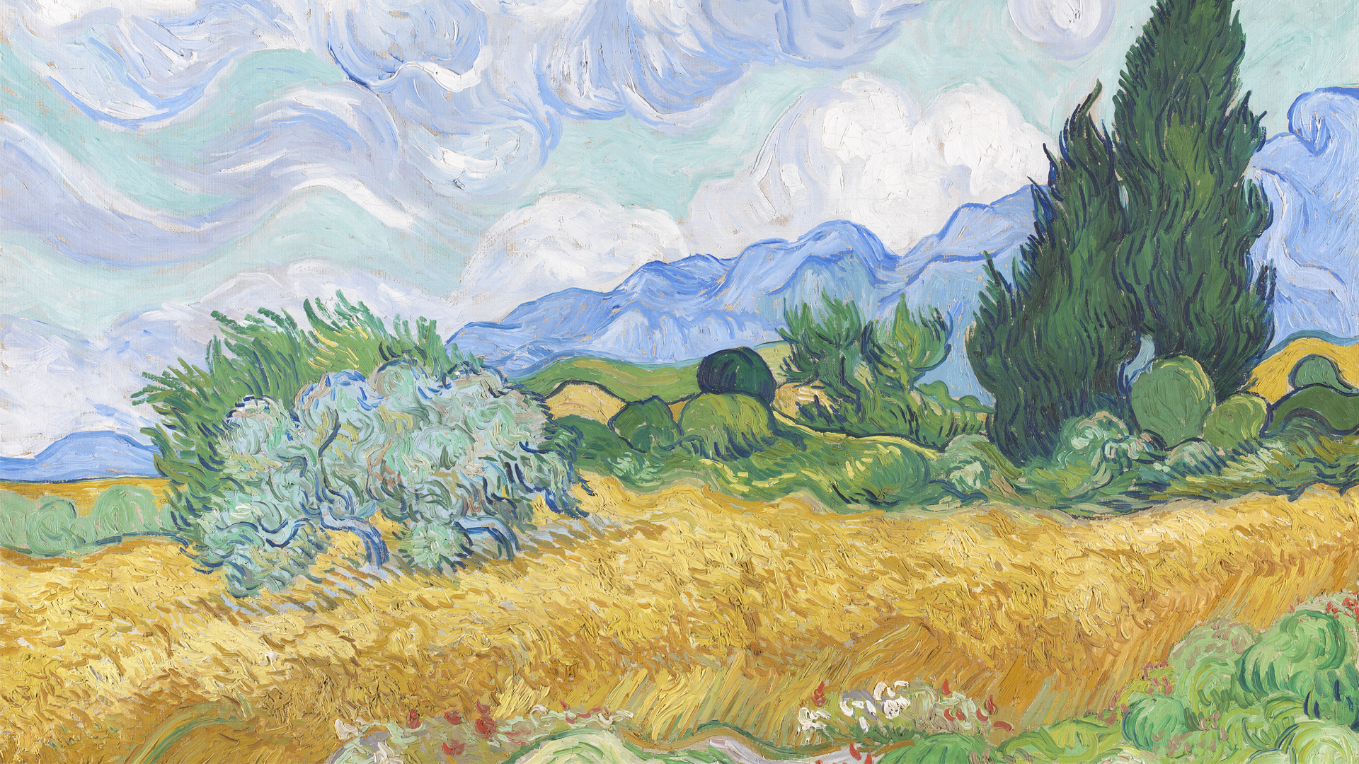 NG3861 - Vincent van Gogh.  A Wheatfield, with Cypresses. 1889. © The National Gallery, London 